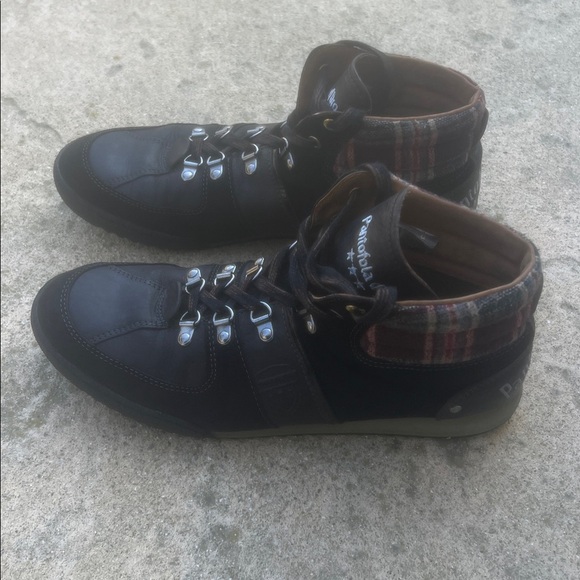 Pantofola d\'Oro Mens Black LeatherSuede wool Plaid Hi Too Sneaker Size 43/9.5-10 main image 5